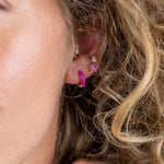 Load image into Gallery viewer, POM - Golden &amp; Pink Enamel Hoop &amp; Star Earring Duo
