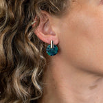 Load image into Gallery viewer, POM - Malachite Green Resin Faux Gold Disc Earrings
