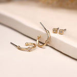 Load image into Gallery viewer, POM - Faux Gold Tiny Crystal Studs with Sleeper Duo
