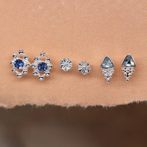 POM - Silver Plated Blue Crystal Earrings Triple Pack