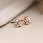Load image into Gallery viewer, POM - Pearl &amp; Crystal Flower Studs

