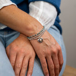 Load image into Gallery viewer, POM - Silver Plated Triple Layer Blue Bracelet with Heart Charm
