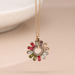 Load image into Gallery viewer, POM - Crystal Flower Hoop Pendant Necklace | Multicolour
