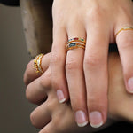 Load image into Gallery viewer, POM - Simple Ring with Rectangle Emerald | Gold Plated
