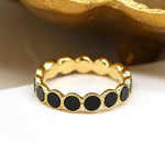 Load image into Gallery viewer, POM - Multi Circle Ring with Faux Onyx | Gold Plated
