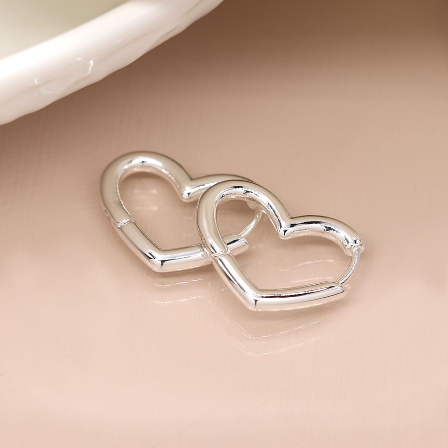 POM - Silver plated heart shaped hoop earrings