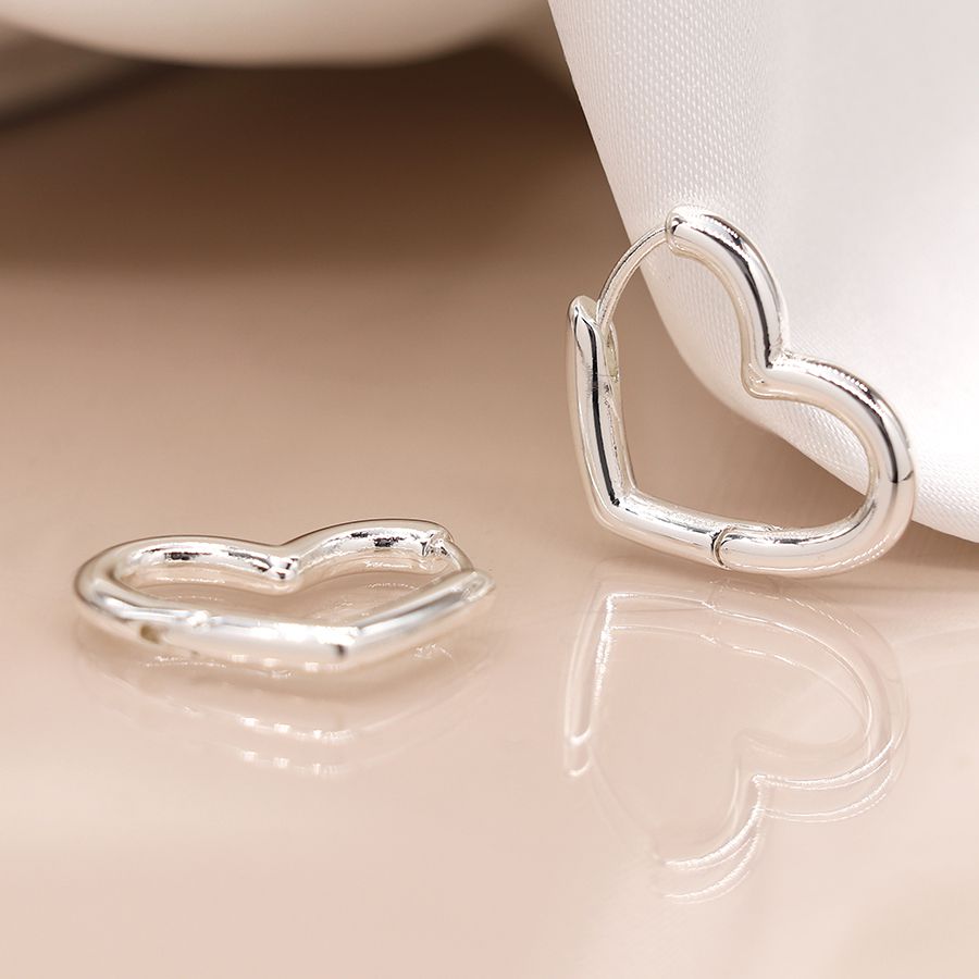 POM - Silver plated heart shaped hoop earrings