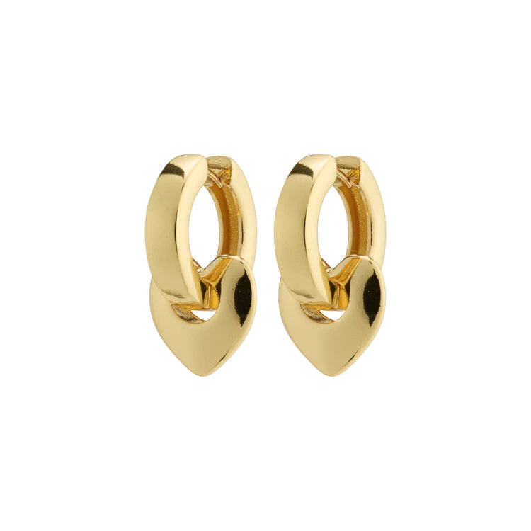 Pilgrim - Wave Gold Recycled Chunky Heart Hoop Earrings