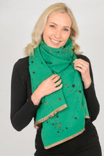 Load image into Gallery viewer, MSH - Sarta Green Heavyweight Scarf with Celestial Print
