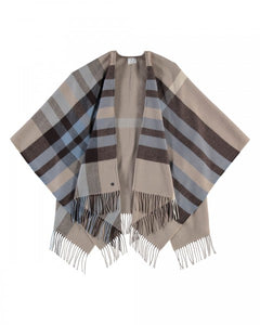 Fraas - Plaid Poncho in Camel