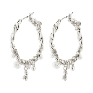 Pilgrim - Ana Silver Plated Pearl & Crystal Hoop Earrings