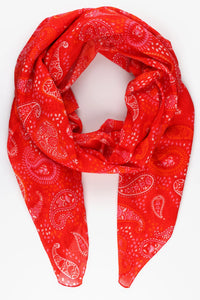 Sarta - Cotton All Over Print Scarf | Red Paisley