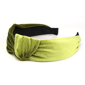 POM - Bright Green Knotted Velvet Headband