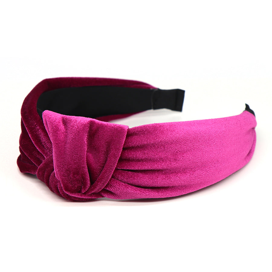 POM - Bright Pink Knotted Velvet Headband