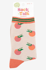 Load image into Gallery viewer, Sock Talk - Women&#39;s Bamboo Socks | Cream Peach Print
