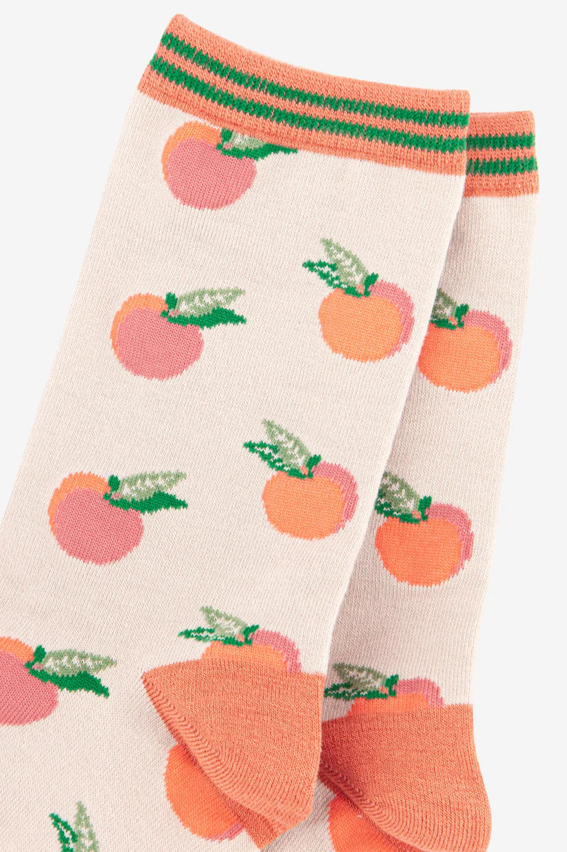Sock Talk - Women's Bamboo Socks | Cream Peach Print