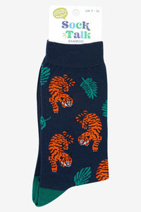 Sock Talk - Men's Bamboo Socks | Blue & Green Crouching Tiger