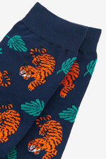 Load image into Gallery viewer, Sock Talk - Men&#39;s Bamboo Socks | Blue &amp; Green Crouching Tiger

