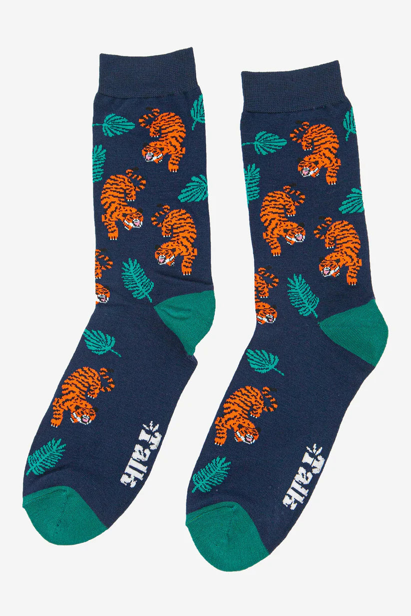 Sock Talk - Men's Bamboo Socks | Blue & Green Crouching Tiger