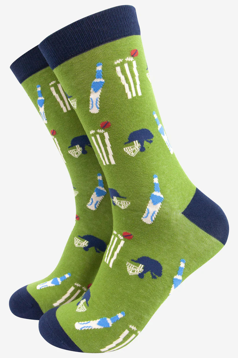 Sock Talk - Men's Bamboo Socks | Green & Blue Cricket Kit