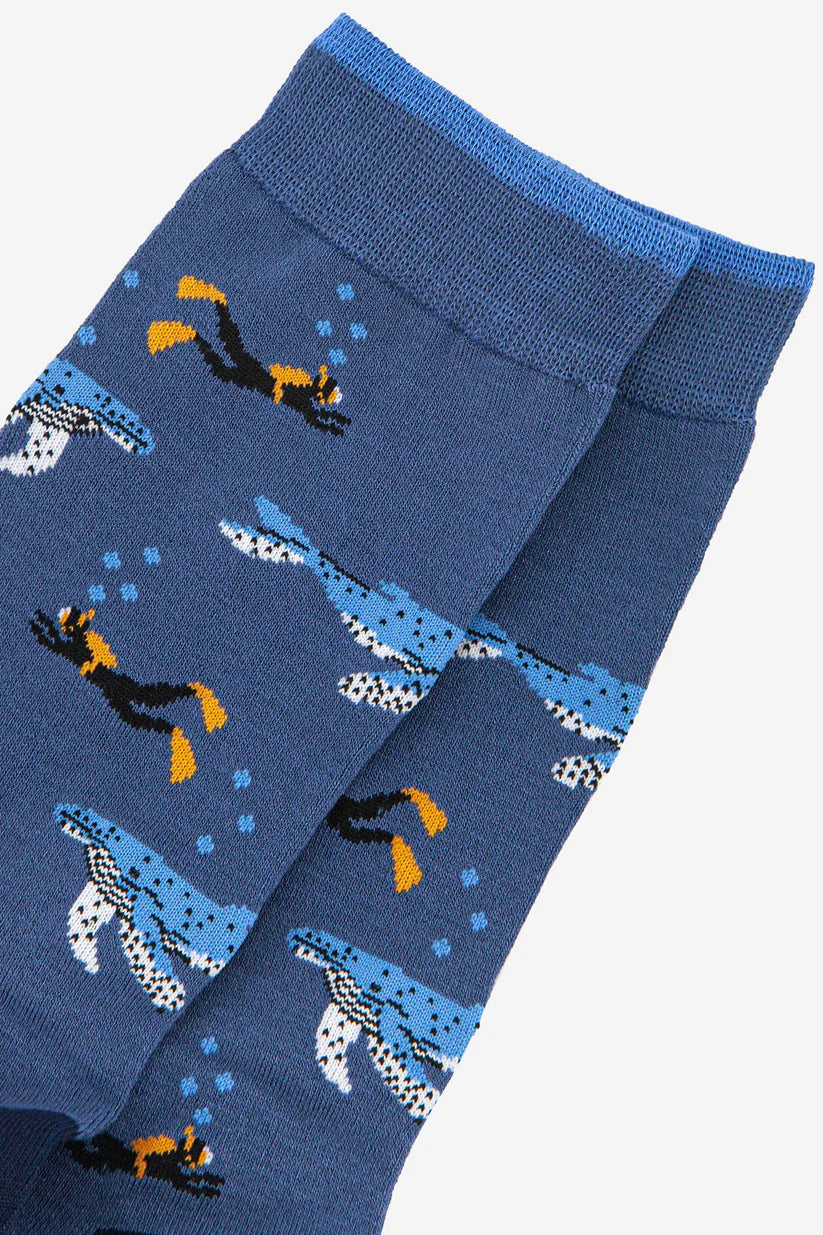 Sock Talk - Men's Bamboo Socks | Blue Whale & Scuba Diver
