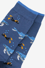 Load image into Gallery viewer, Sock Talk - Men&#39;s Bamboo Socks | Blue Whale &amp; Scuba Diver
