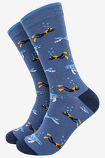Load image into Gallery viewer, Sock Talk - Men&#39;s Bamboo Socks | Blue Whale &amp; Scuba Diver
