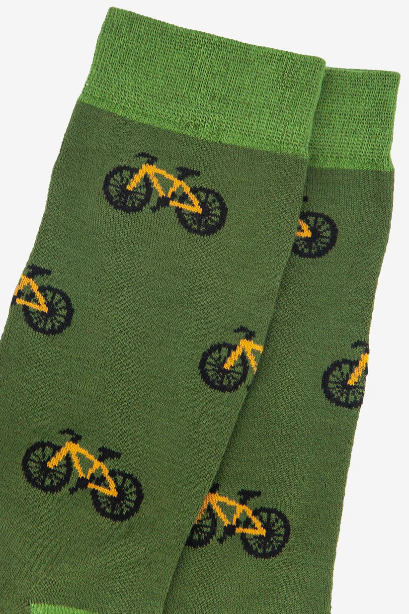 Sock Talk - Men's Bamboo Socks | Green & Yellow Cycling Mountain Bike