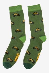Sock Talk - Men's Bamboo Socks | Green & Yellow Cycling Mountain Bike