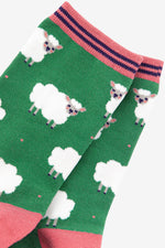 Load image into Gallery viewer, Sock Talk - Women&#39;s Bamboo Socks | Green &amp; Pink Spring Lamb

