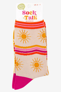 Sock Talk - Women's Bamboo Socks | Cream Sunshine Stripe