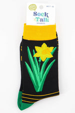 Load image into Gallery viewer, Sock Talk - Men&#39;s Bamboo Socks | Black &amp; Yellow Welsh Daffodil
