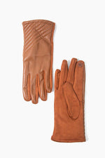 Load image into Gallery viewer, Sarta - Women&#39;s Tan PU Gloves with Diagonal Stitching
