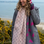 Load image into Gallery viewer, POM - Pink &amp; Grey Reversible Spot &amp; Heart Scarf

