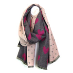 Load image into Gallery viewer, POM - Pink &amp; Grey Reversible Spot &amp; Heart Scarf
