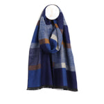 Load image into Gallery viewer, POM - Men&#39;s Navy Check with Mustard Stripe Scarf
