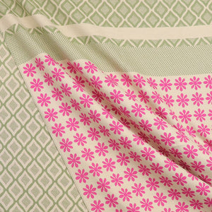 POM - Bright Pink & Green Patch Tile Print Jacquard Scarf