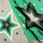 Load image into Gallery viewer, POM - Bright Green &amp; Grey Bold Star Jacquard Scarf
