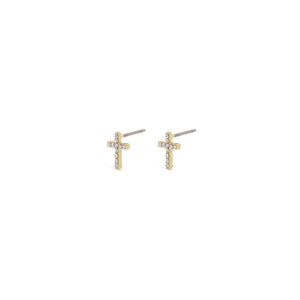 Pilgrim - Clara Gold Plated Crystal Cross Earrings