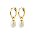 Load image into Gallery viewer, Pilgrim - Berthe Gold Pearl Hoop Earrings
