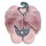 Load image into Gallery viewer, Pom - Dusty Rose Faux Fur Slippers
