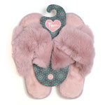 Load image into Gallery viewer, Pom - Dusty Rose Faux Fur Slippers
