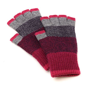 POM - Magenta, Purple & Grey Fingerless Knitted Gloves