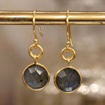 Load image into Gallery viewer, POM - 14ct Gold Plated Labradorite Cab Earrings
