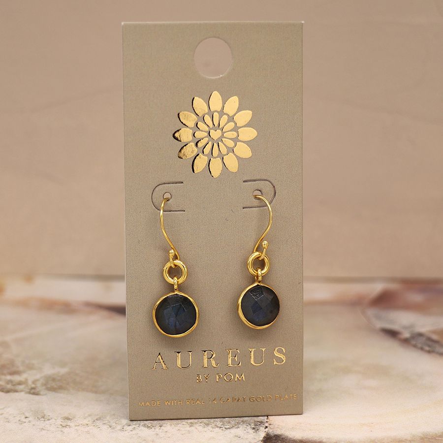 POM - 14ct Gold Plated Labradorite Cab Earrings