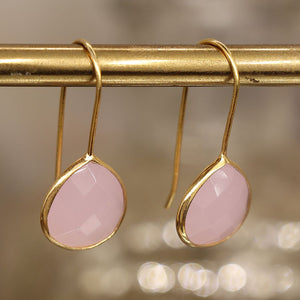 POM - 14ct Gold Plated Pink Chalcedony Earrings