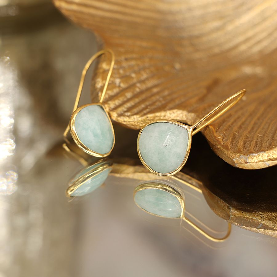 POM - 14ct Gold Plated Amazonite Earrings