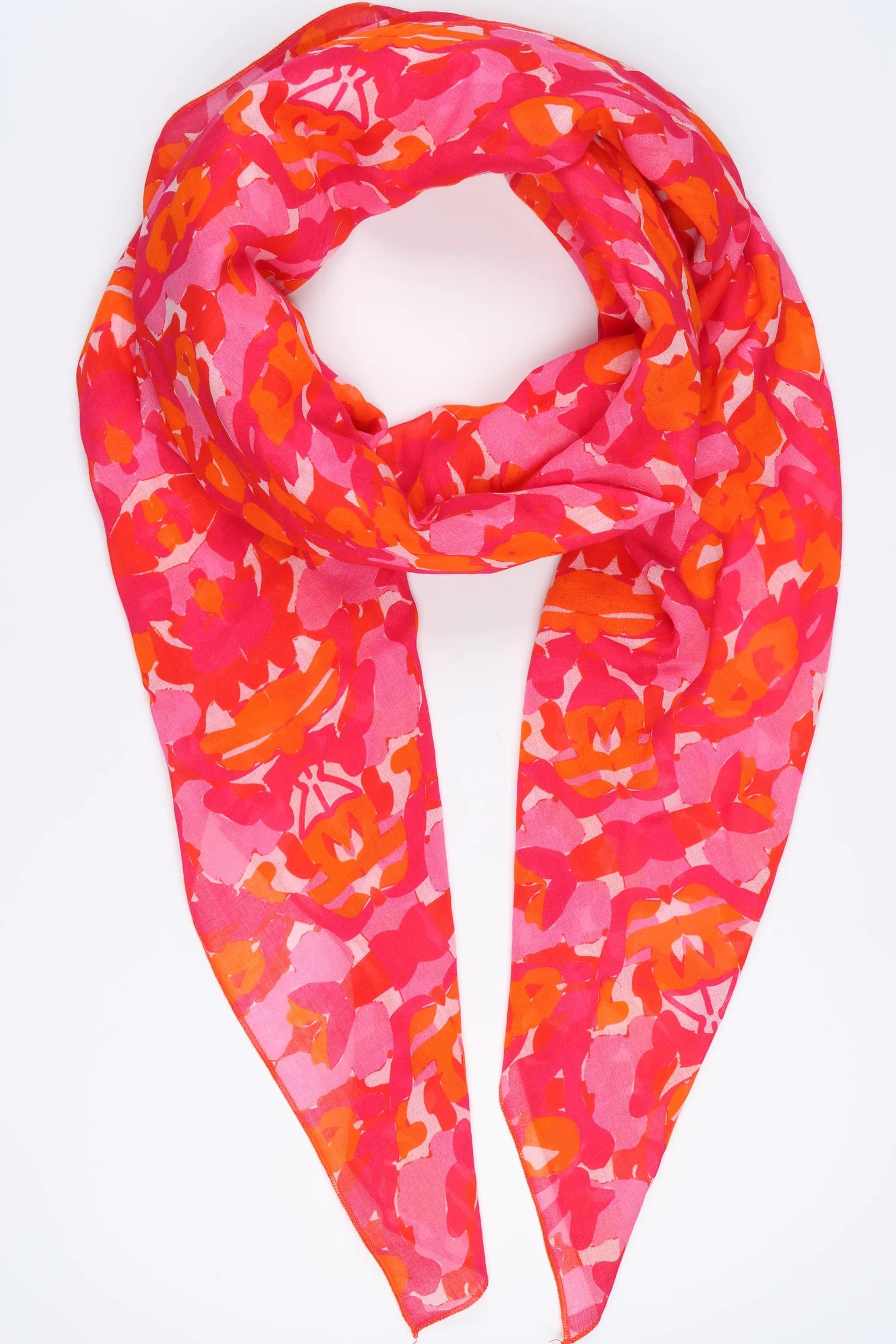 Sarta - Abstract Kaleidoscope Cotton Scarf in Hot Pink