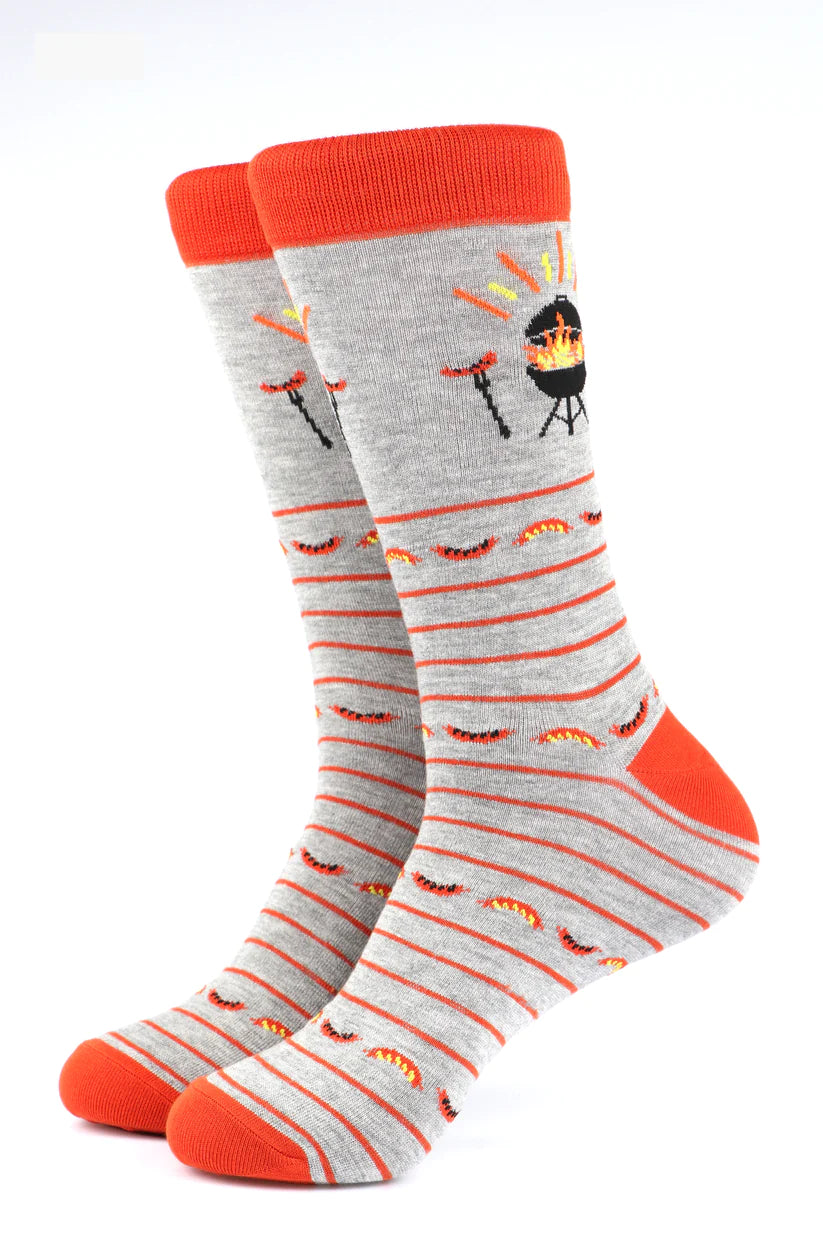 Sock Talk - Men's Bamboo Socks | Grey & Orange King of the Grill