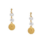 Load image into Gallery viewer, Orelia - Stationed Pearl &amp; Coin Drop Earrings
